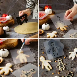 2 Halloween monster cookie cutters and 4 stencils