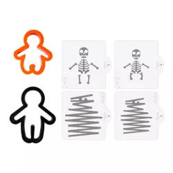 2 Halloween monster cookie cutters and 4 stencils