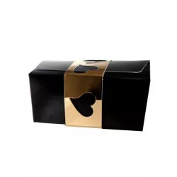 Black and gold box of chocolates, 2 pieces