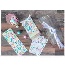 Set Sacchetti regalo "Rainbow Feathers", 24 pezzi