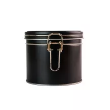 Scatola per biscotti rotonda nera con chiusura a clip Ø 102 x 90 mm