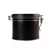 Scatola per biscotti rotonda nera con chiusura a clip Ø 102 x 90 mm