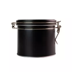 Scatola per biscotti rotonda nera con chiusura a clip Ø 102 x 90 mm