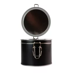 Boîte à biscuits ronde noire avec fermeture à étrier Ø 102 x 90 mm