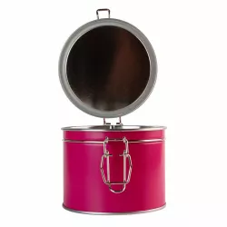 Cookie tin with swing top pink, Ø 102 x 90 mm
