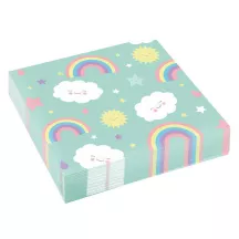Serviettes arc-en-ciel & nuages, 16 pcs.