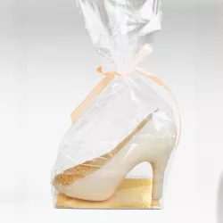 Transparent bag with gold bottom, medium, 10 pieces