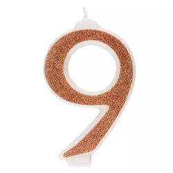 Bougie géante "dorée" brillante - Chiffre: 9