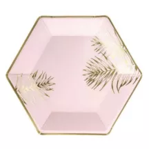 6 piatti di carta "Rosa pastello e oro"