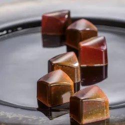 Polycarbonat-Pralinenform Quadrat, abgerundet, 28 Stück