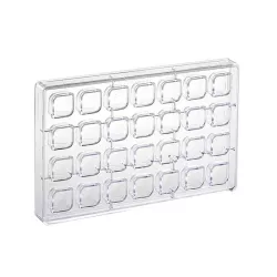 Square polycarbonate praline mold, rounded, 28 pieces