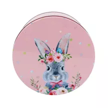 Boîte à biscuits ronde lapin rose Ø 200 x 90 mm