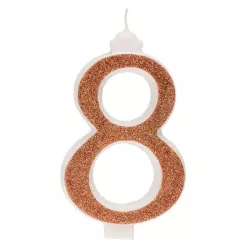 Bougie géante "dorée" brillante - Chiffre: 8