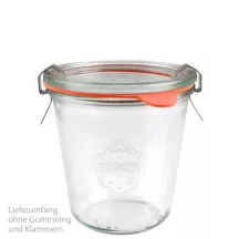 WECK Vasetti a rovescio 290 ml, set da 6 incl. coperchio in vetro