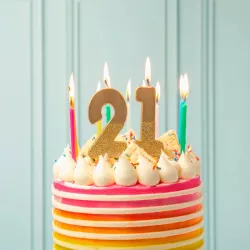 Number candle 2 with gold and gold glitter