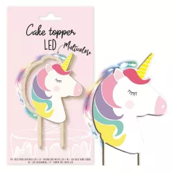 Cake topper led unicorno in legno