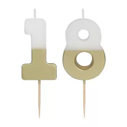 Number candle 18 with white and gold
