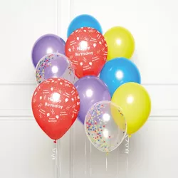 Happy Birthday rainbow balloon bouquet, 10 pieces