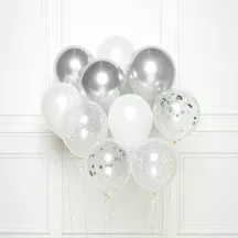 Bouquet di palloncini argento, set da 10