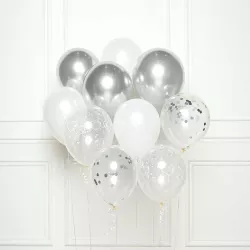 Bouquet de ballons argentés, lot de 10