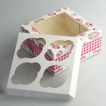 Scatola per cupcake da 4 pezzi con inserto