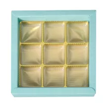 Boîte de chocolats bleu clair pour 9 chocolats