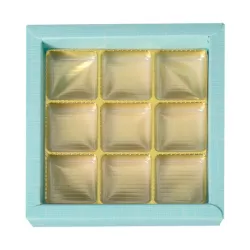 Light blue box of chocolates for 9 chocolates
