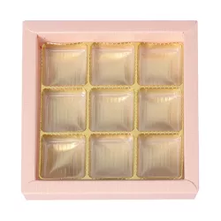 Pink box of chocolates for 9 chocolates