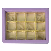 Purple box of chocolates for 12 chocolates