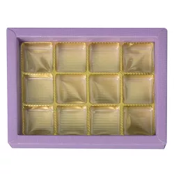 Purple box of chocolates for 12 chocolates