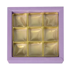 Purple box of chocolates for 9 chocolates