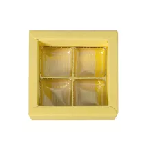 box of 4 chocolates yellow with transparent lid