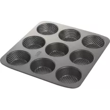 Perforated bread roll baking tray with non-stick coating