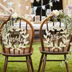 Appendino sedia Bride & Groom in legno, Ø 31 cm