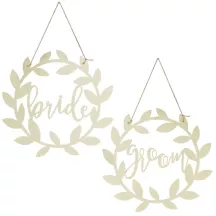 Wooden Bride & Groom chair pendant, Ø 31 cm