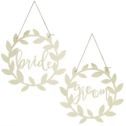 Appendino sedia Bride & Groom in legno, Ø 31 cm