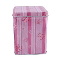 Storage tin Pink flowers, 86 x 86 x 110 mm