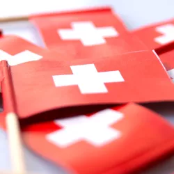 Swiss flags on toothpicks, 10 pieces
