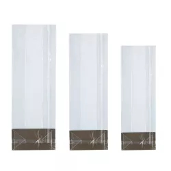 Transparent bottom bags medium with silver cardboard, 100 pieces