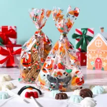 20 sachets transparents Père Noël et elfes