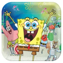 Pappteller SpongeBob 23 x 23 cm, 8 Stück für Kinderpartys