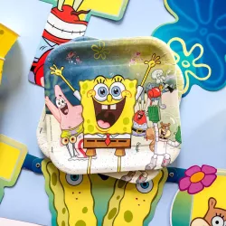 Pappteller SpongeBob 23 x 23 cm, 8 Stück für Kinderpartys