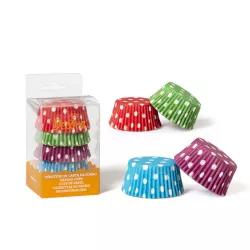 Cupcake cases colorful dots, 75 pieces (5 cm)