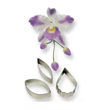 Set di tagliabiscotti orchidea, 3 pezzi in acciaio inossidabile