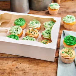 Cupcake-Box Weiss mit Einlage (12/24), 25 Stück