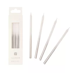 Candele con sfumatura argento 10 cm, 16 pezzi