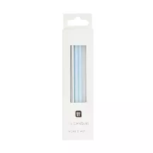 Bougies bleues, argentées et blanches 10 cm, 16 pièces