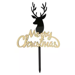 Topper "Merry Christmas" schwarz und gold
