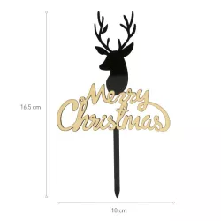 Topper "Merry Christmas" schwarz und gold