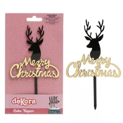 Topper "Merry Christmas" schwarz und gold